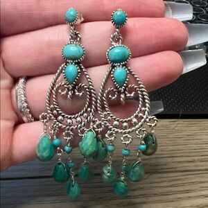 Barse Dangle Chandelier Turquoise Earrings